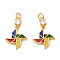 Brass Micro Pave Cubic Zirconia Pendants, with Jump Rings and Enamel, Origami Windmill, Colorful, Real 18K Gold Plated, 18.5mm, Jump Ring: 4x0.6mm, Hole: 2.5mm