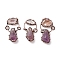 Natural Amethyst and Druzy Agate Big Pendants, with Tin Findings, Lead & Nickel & Cadmium Free, Nuggets, Red Copper, 45~60x28~30x13.5~17mm