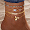 4Pcs Alloy Rhinestone Link Anklets, Flower, 8-1/4 inch(210mm)