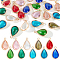 30Pcs 10 Colors Glass Pendants, with Golden Tone Brass Findings, Teardrop Charms, Mixed Color, 18.5x12.5x7mm, Hole: 1.5mm, 3Pcs/color