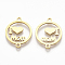 Mother's Day 201 Stainless Steel Links connectors, Laser Cut Links, Flat Round with Word MOM, Golden, 19x15x1mm, Hole: 1mm