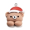 Christmas Theme Opaque Resin Pendants, with Platinum Tone Iron Loops, Bear, 30.5x24.5x7.5mm, Hole: 2mm