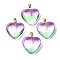 Two Tone Spray Painted Glass Pendants, with Golden Plated Iron Bails, Heart, Medium Sea Green, 22x20.5x7mm, Hole: 6x2mm