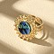 Flat Round 304 Stainless Steel Paua Shell Finger Rings for Women, Ion Plating(IP), Real 18K Gold Plated, 20.5mm, Inner Diameter: 17mm