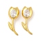 Real 18K Gold Plated Rack Plating Brass Micro Pave Cubic Zirconia Pendants, Long-Lasting Plated, Lead Free & Cadmium Free, Flower, Clear, 24x8.5x8mm, Hole: 4mm