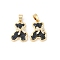 Brass Micro Pave Clear Cubic Zirconia Pendants, Bear with Bowknot Charms, with Resin, Lead Free & Cadmium Free, Real 18K Gold Plated, Rack Plating, Black, 16.5x12x4mm, Hole: 5x3mm
