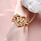 Heart with Flower Hollow Out Brass Finger Rings, Golden & Rose Gold, Letter W, Inner Diameter: 17mm