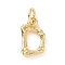 Brass Pendants, Cadmium Free & Lead Free, with Jump Ring, Golden, Letter Charms, Letter D, 12x7x2mm, Hole: 3mm
