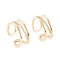 Brass Micro Pave Clear Cubic Zirconia Cuff Rings, Open Rings, Long-Lasting Plated, Real 18K Gold Plated, Size 6, Inner Diameter: 17mm