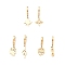 3 Pair 3 Style Star & Clover & Snake & Infinity Ion Plating(IP) 304 Stainless Steel Asymmetrical Earrings, Dangle Hoop Earrings for Women, Golden, 26~33mm, Pin: 1mm, 1 Pair/style