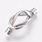 Tarnish Resistant 304 Stainless Steel Magnetic Clasps with Glue-in Ends, Smooth Surface, Stainless Steel Color, 44x18x7.5mm, Hole: 5mm