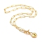 Heart Lock Pendant Necklaces, with 304 Stainless Steel Pendants & Toggle Clasps, Brass Paperclip Chains, Golden, 19.09 inch(48.5cm)