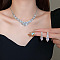 Teardrop Brass Rhinestone Jewerly Sets, Necklace & Earrings Set, Platinum, 13.98 inch(355mm)