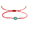 Alloy Evil Eye Link Bracelet, Braided Adjustable Lucky Bracelet, Deep Sky Blue, 11 inch(28cm)