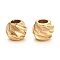 Brass Corrugated Beads, Long-Lasting Plated, Round, Real 18K Gold Plated, 4.5x4mm, Hole: 1.8mm