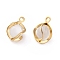 Cat Eye Pendants, with 304 Stainless Steel Findings, Round, Golden, 11.5x8x7mm, Hole: 1mm