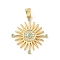 Brass Micro Pave Cubic Zirconia Pendants, Sun Charms, with Synthetic Turquoise, Real 18K Gold Plated, 27x24.5x3mm, Hole: 4.5x3mm