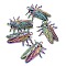 Plated Alloy Pendants, Cadmium Free & Lead Free, Cicada Charm, Rainbow Color, 28x23x4.5mm, Hole: 1.6mm