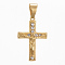 304 Stainless Steel Pendants, For Easter, with Rhinestone, Crucifix Cross, Golden Tone, Crystal, 39x26x5.5mm, Hole: 11x8mm
