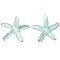 Translucent Resin Sea Animal Cabochons, Glitter Starfish, Pale Turquoise, 37x39x6mm