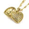 Brass Clear Cubic Zirconia Heart Pendant Necklaces for Women, Real 18K Gold Plated, 17.32 inch(44cm)