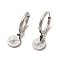 Crystal Rhinestone Flat Round with Star Dangle Stud Earrings, 304 Stainless Steel Jewelry for Women, Stainless Steel Color, 24.5mm, Pin: 1mm