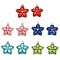 Handmade Glass Seed Beaded & Synthetic Dyed Imperial Jasper Beads Pendants, Star, with 304 Stainless Steel Open Jump Rings Loop, Mixed Color, 27x28.5x8.5mm, Hole: 3mm
