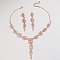 Ear of Wheat Alloy Crystal Rhinestone Pendant Necklaces & Stud Dangle Earrings Sets, Rose Gold, 400mm