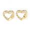 Brass Micro Pave Cubic Zirconia Screw Carabiner Lock Charms, for Necklaces Making, Quick Links, Heart, Golden, Clear, 19x20.5x4.5mm