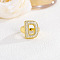 Brass Micro Pave Clear Cubic Zirconia Cuff Rings, Golden, Letter D, Inner Diameter: Adjustable