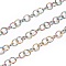 Ion Plating(IP) 304 Stainless Steel Rolo Chains, Belcher Chain, with Spool, Soldered, Rainbow Color, 5x5x0.9mm, about 32.8 Feet(10m)/roll