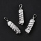Natural Quartz Big Pointed Pendants, Eco-Friendly Copper Wire Wrapped, Platinum, Cadmium Free & Lead Free, Bullet, 54.5x14x13.5mm, Hole: 8mm