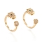 Adjustable Brass Micro Pave Cubic Zirconia Cuff Rings, Open Rings, Leopard, Real 18K Gold Plated, US Size 6(16.5mm)