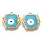 Eco-Friendly Alloy Enamel Pendants, Cadmium Free & Nickel Free & Lead Free, Panda Shape with Evil Eye Light Gold, Deep Sky Blue, 20x20x2.5mm, Hole: 1.8mm