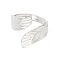 Non-Tarnish 304 Stainless Steel Double Wings Open Cuff Ring for Women, Stainless Steel Color, US Size 7 1/4(17.5mm)