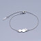 Tarnish Resistant 201 Stainless Steel Kitten Link Bracelets, with Lobster Claw Clasps, Cat Silhouette, Stainless Steel Color, 6-3/4 inch(17cm)