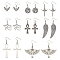 8 Pairs 8 Sytle Bat & Ankh Cross & Eye of Ra/Re & Egyptian Zinc Alloy Dangle Earrings, 304 Stainless Steel Jewelry for Women, Antique Silver, 34.5~76mm, Pin: 0.6mm, 1 Pair/style
