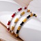304 Stainless Steel Beaded Bracelets for Women, Column, with Glass & Steel Beads, Mixed Color, 7-1/2 inch(18.9cm)