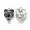 Alloy Rhinestone Connector Charms, Owl Charms, with Enamel, Antique Silver, Black, 25x15x4.5mm, Hole: 2mm