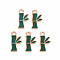 Alloy Enamel Pendants, Cadmium Free & Lead Free, Light Gold, Bamboo Stick, Dark Green, 17x9x1.5mm, Hole: 1.8mm