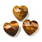 Natural Tiger Eye Faceted Heart Charms, 13x13x6mm, Hole: 1mm