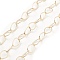 Brass Hollow Teardrop Link Chains, Unwelded, with Spool, Real 18K Gold Plated, 10x7x0.5mm