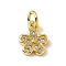 Brass Micro Pave Cubic Zirconia Charms, Cadmium Free & Lead Free, with Jump Rings, Flower Charms, Real 18K Gold Plated, 9.5x7.5x1.5mm, Hole: 3mm