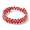Glass Rondelle Beaded Wrap Style Bracelet, Triple Layer Bracelet, Red, Inner Diameter: 2-1/8 inch(5.4cm)