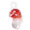 Transparent Handmade Lampwork Pendants, Mushroom, Orange Red, 27.5x12x12mm, Hole: 3x3.5mm