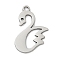 201 Stainless Steel Pendants, Swan Charms, Stainless Steel Color, 18x11x1mm, Hole: 1.4mm