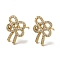 Rack Plating Brass Micro Pave Cubic Zirconia Studs Earrings, Long-Lasting Plated, Lead Free & Cadmium Free, Bowknot, Real 18K Gold Plated, 15x14mm