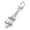 Brass Braided Macrame Pouch Empty Stone Holder for Keychain, with Brass Cable Chains and Alloy Swivel Clasps, Real Platinum Plated, 8.55cm