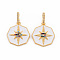 Brass Micro Pave Colorful Cubic Zirconia Pendants, with Enamel, Nickel Free, Real 18K Gold Plated, Octagon, White, 19x17x2mm, Hole: 7x3.5mm