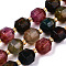 Natural Agate Beads Strands, Faceted, with Seed Beads, Dyed, Round, Colorful, 10.5x9.5mm, Hole: 1.2mm, about 31~32pcs/strand, 14.96 inch(38cm)